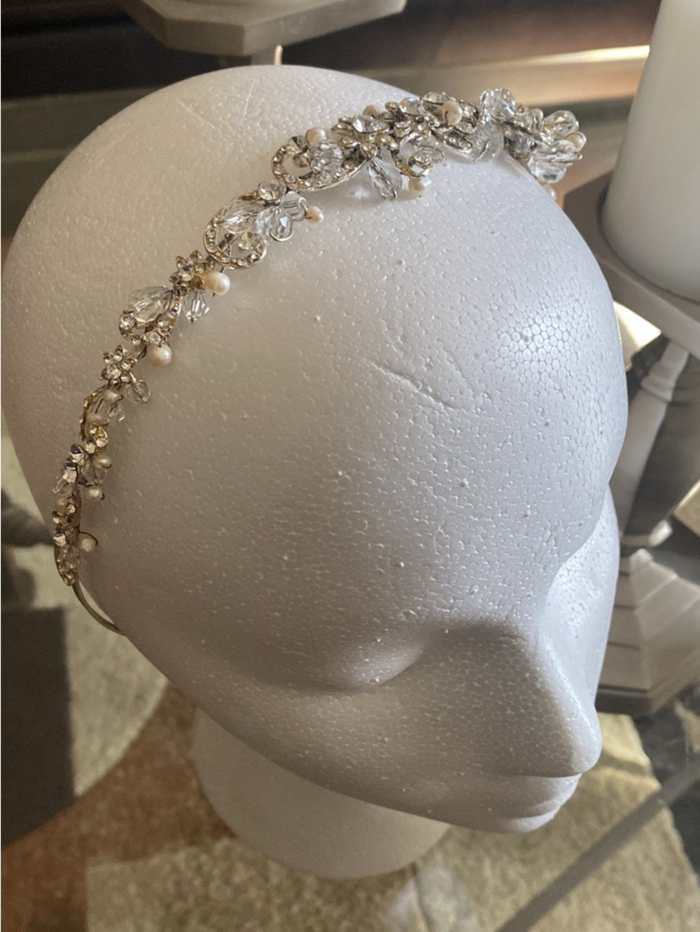 Delicate Pearl & Crystal Bridal Wedding  or Prom Headband - White